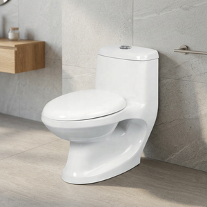 WC monobloc certifié CE avec chasse d'eau Tornado, abattant à fermeture douce, double chasse, suite sanitaire en porcelaine - Product Image 2