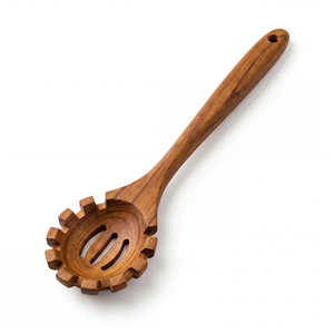 Wooden Fan-Shaped <b>Spaghetti</b> Spoon <b>Long</b> Handle Minimalist Design Kitchen Utensil Serving Spoon - Product Image 5