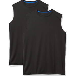 Camisetas sin mangas deportivas personalizadas de poliéster/algodón transpirable con cuello redondo para hombre - Impresión digital, en stock, venta al por mayor - Product Image 2