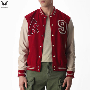 Custom Logo Durable Real Varsity Jacket, Solid Color Fashion Outerwear Factory Price Men's High Street Collage Varsity Jackets - Product Image 5