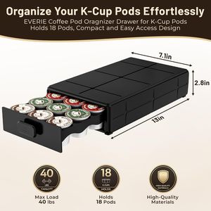 Organizador de Cápsulas de Café Keurig K-Cup Compacto y de Fácil Acceso con Capacidad para 18 Cápsulas, Cajón con Deslizamiento Suave SMA para Almacenamiento de Cápsulas de Café - Product Image 3