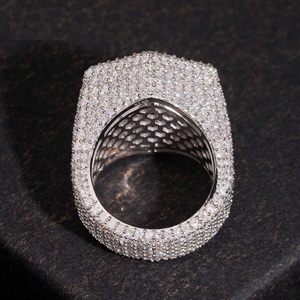 925 <b>Silver</b> <b>Men's</b> Iced Dome <b>Signet</b> <b>Ring</b> Lab-Grown Certified Diamond Statement <b>Ring</b> Luxury Bold Hip Hop Jewelry Gift for <b>Men</b> - Product Image 6