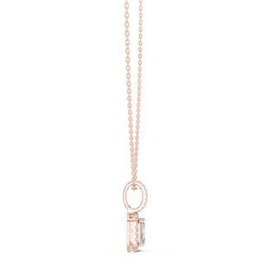 จี้เพชรทรงกลมสีเขียวมรกตหรูหรา 14K โรสโกลด์ ประดับเพชรแล็บโกรว์ทรงรัศมี สำหรับผู้หญิง - Product Image 4