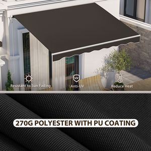 Toldo Retráctil Eléctrico de 10 Pies x 8 Pies con Protección UV, Manivela Manual y Control Remoto para Terraza, Protección Solar - Product Image 5