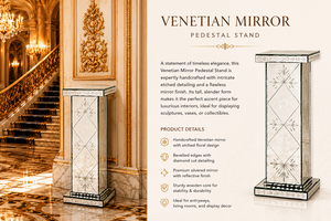 Venetian Round Oval Pedestal <b>Mirror</b> Etched Floral Beveled <b>Frame</b> Antique <b>Silver</b> Full Length Decorative Luxury Handmade Home Decor - Product Image 3