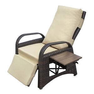 Sedia a Sdraio Reclinabile da Esterno Regolabile con Cuscino Morbido in Vimini PE e Meccanismo di Regolazione Separato, Sedia da Giardino Moderna - Product Image 5