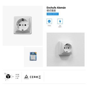 Prise murale allemande 16A 250V 1 base pour remplacement et réparation - Product Image 1