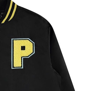 ผู้ผลิตเสื้อแจ็คเก็ตเบสบอลแบบวิทยาลัย ปักโลโก้ แขนหนัง ตัวเสื้อทำจากผ้าขนสัตว์ สำหรับผู้ชาย แบบสั่งทำพิเศษ - Product Image 2