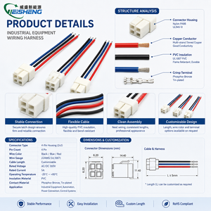 Câble aérien industriel personnalisé avec faisceau de câbles, connecteur mâle-femelle 6P à pas large, câble multi-prises PE avec gaine étamée - Product Image 3