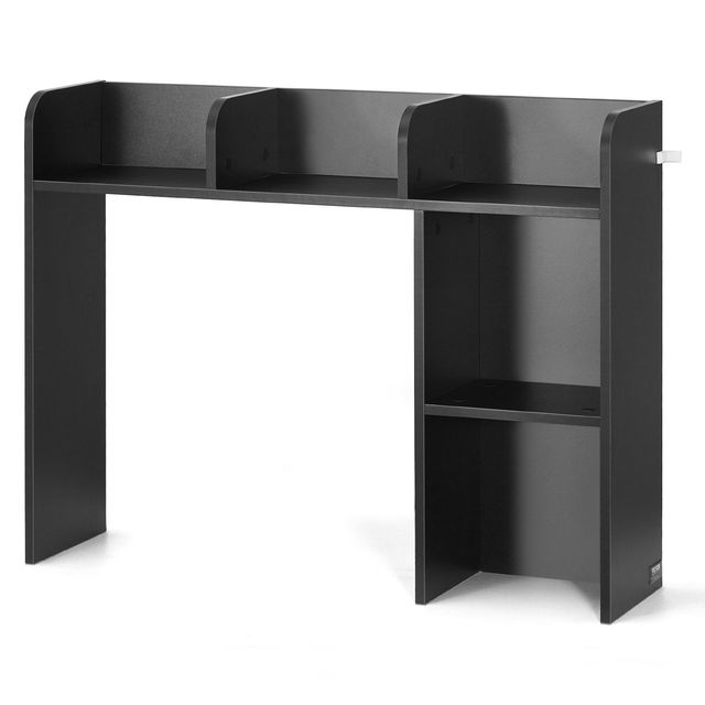 2-Tier 37.2\" X 9.5\" X 28.9\" Wood Desktop Storage Organizer Office Storage Rack & Display Shelf for Books Books