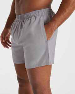 Shorts pour hommes gris uni à séchage rapide avec taille élastique, coupe mi-haute, décontractés, tissés, personnalisables, avec logo sur mesure, OEM - Product Image 6