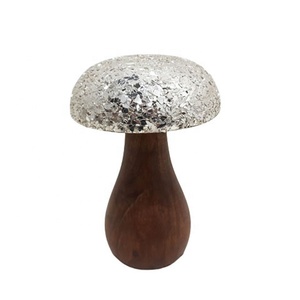 Modern Style Christmas <b>Decorative</b> Acacia Wood <b>Mushroom</b> Walnut Colour and Silver Mosaic Bulk Home <b>Decorative</b> Inset - Product Image 1