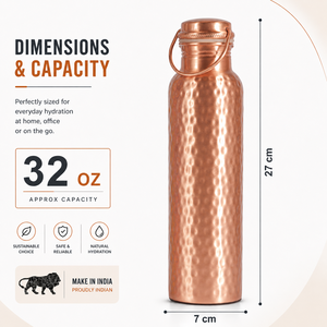 Premium Hammered <b>Copper</b> <b>Drinking</b> Water <b>Bottle</b> Handmade Reusable Metal <b>Bottle</b> for Home Office Yoga Wholesale Price - Product Image 5