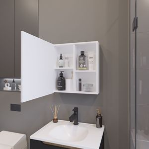 Mobile da Bagno Bianco Morenci con 1 Anta, Include Specchio e Armadietto Portamedicinali - Product Image 6