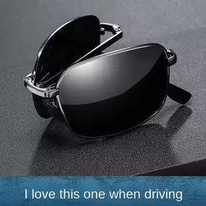 Men's Fashion Driving <b>Square</b> Sunshade <b>Sunglasses</b> Metal Folding Outdoor Polarized Photochromic <b>Sunglasses</b> - Product Image 3