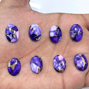 Vente en gros de pierres précieuses naturelles en turquoise Dahila verte, forme ovale, cabochon calibré, pierres brutes 10x14mm, claires, pour la fabrication de bijoux, échantillon - Product Image 2
