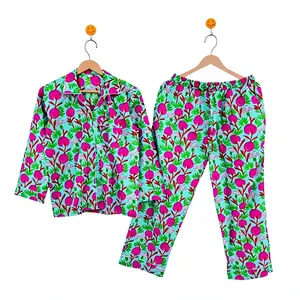 Conjunto de Pijama de Algodón 100% con Estampado Floral para Mujer, Manga Larga, Cuello Camisero, Suave, Ropa de Dormir Larga, Ropa Casual - Product Image 5