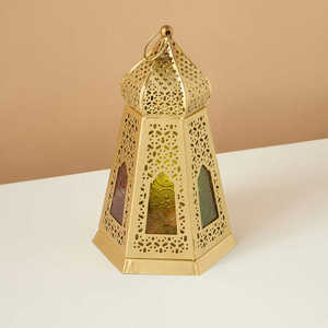 Faroles Decorativos para Ramadán, Diseño Marroquí Dorado, Farol Colgante de Metal para el Hogar, Iluminación Exterior y Decoración de Bodas - Product Image 4