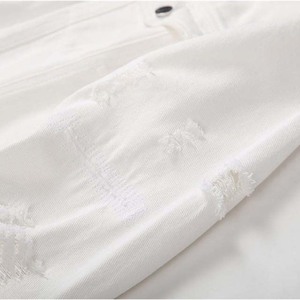 Men's Two-Tone Denim <b>Shirt</b> Jacket <b>White</b> <b>Black</b> Color Block Casual Turn-Down Collar Regular Fit Cotton Spring Wear Latest Design - Product Image 5