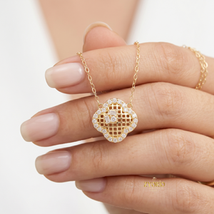 High Quality FuLong 18K Solid Gold Flower Shape Micro Insert Necklace Trendy Oval Cut Zircon Choker Weddings Gifts Link Chain - Product Image 3