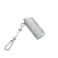 Étui à briquet personnalisé en moissanite sertie de pierres, en argent 925, avec chaîne torche style hip-hop, cadeau bijou
