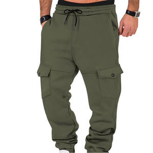 Pantalon de jogging en velours côtelé de coton pour homme, personnalisé, en gros, décontracté, streetwear, vert, avec cordon de serrage, polaire hiver, OEM - Product Image 1