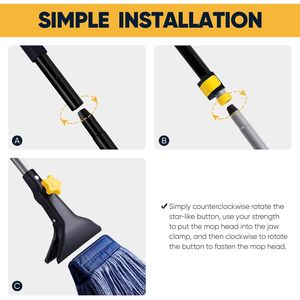 Mop a filo intrecciato con estremità ad anello, in cotone resistente, per uso commerciale e industriale, con asta telescopica in ferro e morsetto a ganascia da 55.1 per pavimenti - Product Image 2