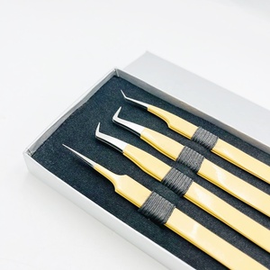 แหนบถอนขนตา90องศาสีเหลืองเคลือบสแตนเลสสีเหลืองกันแสงต้านเชื้อแบคทีเรียปรับสีได้ตามต้องการ - Product Image 5