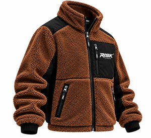 RISK SPORTS <b>Men's</b> Sporty Solid <b>Sherpa</b> <b>Fleece</b> Thick Jacket Hooded Zip-Up Winter Warm Coat - Product Image 4