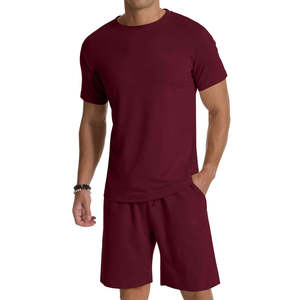 Conjunto Deportivo de Verano para Hombre, de Algodón, Transpirable, de Manga Corta, Dos Piezas, Camiseta y Pantalones Cortos, OEM, ODM, Logotipo Personalizado - Product Image 1