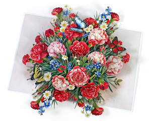 Tarjetas de felicitación 3D con flores, impresión personalizada - Product Image 2