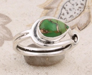 Natural Composite <b>Turquoise</b> <b>Ring</b> 925 Sterling Silver Cabochon Gemstone Handmade Bohemian Jewelry - Product Image 2