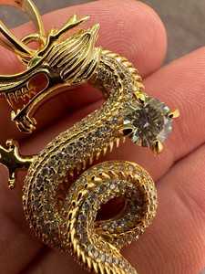 Colgante de Dragón con Piedras de Zirconia, Chapado en Oro y Plata, Aleación, Joyería Vintage con Temática Animal, Regalo Unisex - Product Image 4