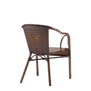 <b>Stackable</b> <b>Outdoor</b> Rattan Tulip Cafe <b>Chair</b> – Woven Garden Dining <b>Chair</b> - Product Image 4