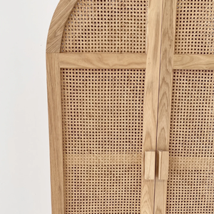 Modern Rattan Arched Wardrobe <b>Cabinet</b> Solid Wood Door Freestanding <b>Bedroom</b> <b>Storage</b> Furniture Scandinavian Design - Product Image 6