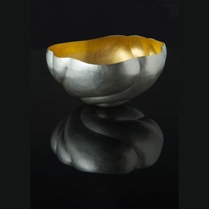 Bol décoratif rond en métal élégant, en forme de coquille d'huître, argenté, pour centre de table, décoration intérieure, décoration de bureau - Product Image 3