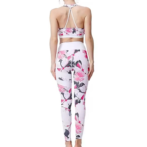 Nouvel ensemble de yoga pour femmes, 2 pièces, impression personnalisée du logo, écologique, vêtements de yoga à haute élasticité, ensemble de sport pour femmes - Product Image 5