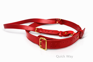 Ceinture rouge en cuir métallisé à sangles croisées, style uniforme – Ceinture d'épaule formelle brillante faite à la main - Product Image 5