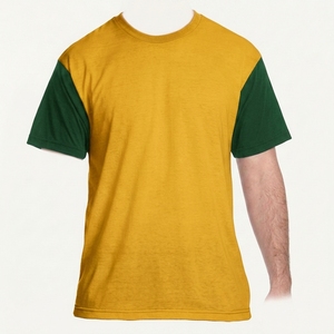 เสื้อยืดแขนสั้นผู้ชายสีส้มน้ำเงิน คอโอ ทรงปกติ ผ้าคอตตอนถัก ดีไซน์เรียบง่าย สวมใส่สบาย - Product Image 2