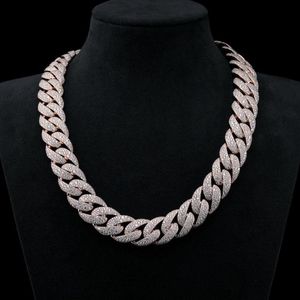 Collar de Cadena Cubana Miami Iced Out, Chapado en Rodio, con Diamantes de Moissanita VVS, Joyería Hip Hop Unisex para Boda y Compromiso - Product Image 1