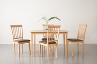 Mesa de Comedor Moderna de Estilo Mid-Century de Madera Sólida para 4 Personas, Ideal para Apartamentos