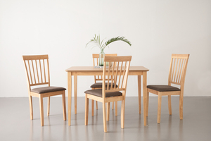 Mesa de Comedor Moderna de Madera Maciza de Roble Malayo, Acabado en Roble Natural, Mesa de Cocina Rectangular para 4 Personas, Muebles para Apartamento - Product Image 5