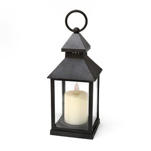 Vintage Metal <b>Lantern</b> Candle Holder with Glass Panels Hanging Ring Decorative <b>Tealight</b> <b>Lantern</b> for Home Decor - Product Image 2