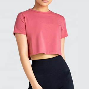 T-shirt court en coton pour femme, coupe ample, col rond, style streetwear estival, logo personnalisé, vente en gros, OEM, marque privée - Product Image 3