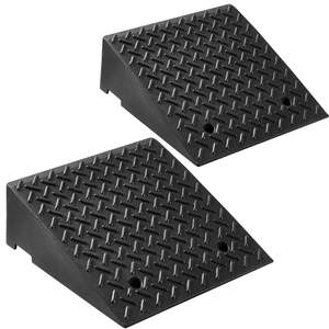 Rampa di cordolo per vialetto pesante da 2 confezioni Capacità di carico da 7000 libbre 7 pollici di altezza di sollevamento del ponte di drenaggio per sedie a rotelle - Product Image 1