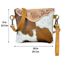 Nouveauté Sac à bandoulière en cuir de vachette artisanal à fleurs tendance 2025 Design de style occidental Porte-monnaie à poignet