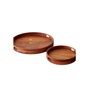 Plateau rond en bois massif naturel, plateau de service en bois écologique pour le café, le thé, les aliments, les desserts, utilisation en cuisine - Product Image 2