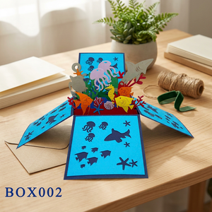 Caja Pop-up Bajo el Mar, Manualidades de Papel Hechas a Mano, Animales de Dibujos Animados, Arte en Cartulina 3D, Decoración Navideña para el Hogar - Product Image 5
