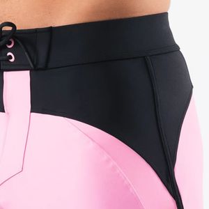 Shorts de bain athlétiques pour hommes, rose clair et noir, à séchage rapide, avec cordon de serrage, pour la plage, la natation et les sports nautiques - Product Image 5