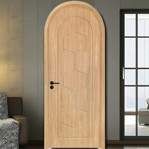Puertas de dormitorio de plástico de madera WPC arqueadas de vidrio modernas de lujo acabadas con PVC para puerta de entrada de oficina en casa-para Interior - Product Image 1